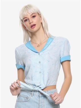 Sailor Moon Sailor Mercury Tie Front Girls Crop Button-Up Hot Topic Exclusive